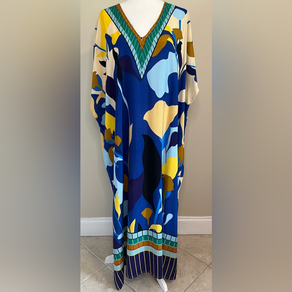Blue Tropical Pattern Kaftan